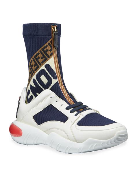 fendi fendi mania sock style sneakers|fendi shearling trimmed sneakers.